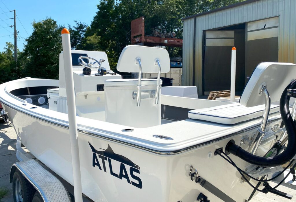 Atlas Boatworks 23F sits at a Freedom Marine in Wilmington, NC