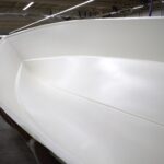 Gelcoat sprayed in boat mold