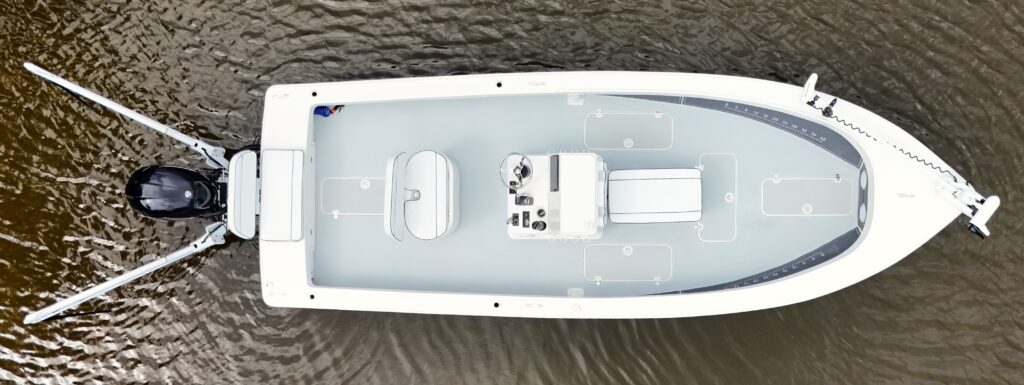 an overhead view of the Atlas Boatworks 23F bay boat