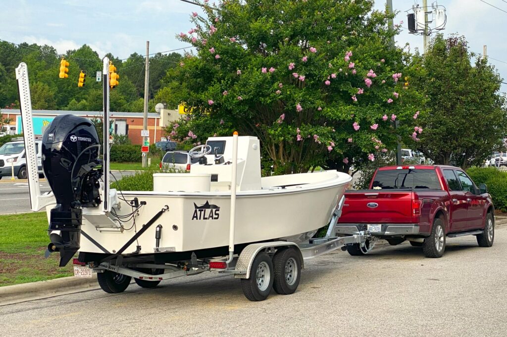 Atlas Boatworks 23F on a trailer